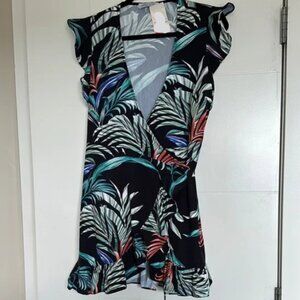 Ebby and I Tropical Print Wrap Romper